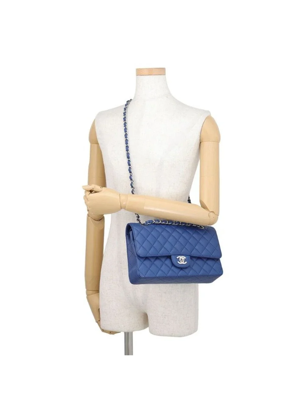 Chanel Chain Shoulder Bag Quilted 25 CC Logo Double Caviar Leather